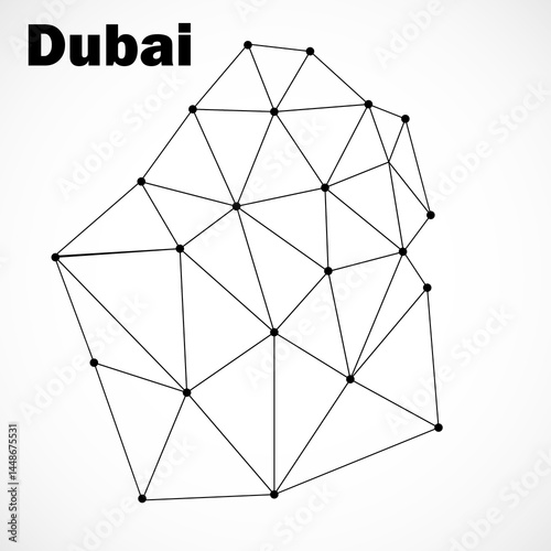Dubai of lines and dots, mesh polygonal network connections. Vector Illustration