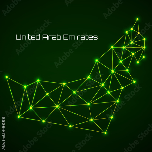 United Arab Emirates of lines and dots, mesh polygonal network connections. Vector Illustration