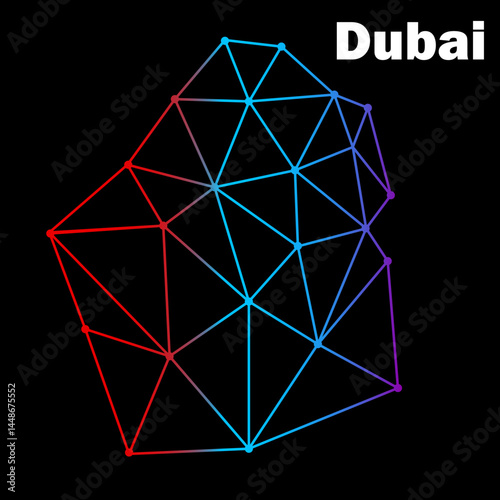Dubai of lines and dots, mesh polygonal network connections. Vector Illustration