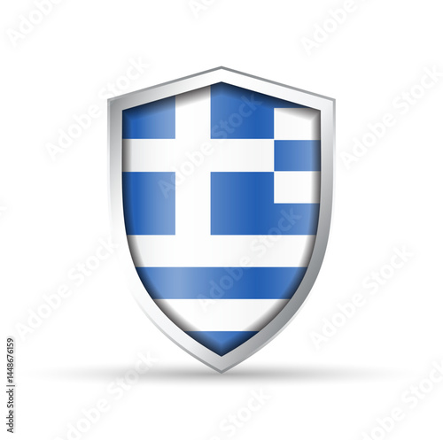 Greece Flag Glossy Shield Icon