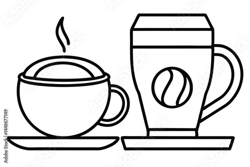 coffee cup line sketch tea icon vector illustration