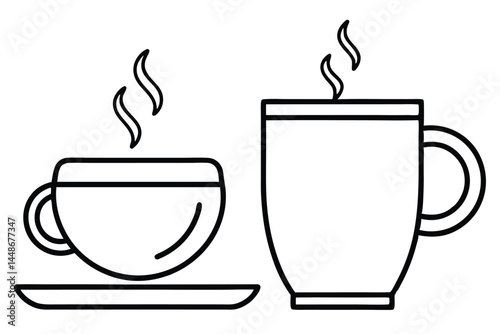 coffee cup line sketch tea icon vector illustration
