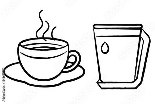 coffee cup line sketch tea icon vector illustration