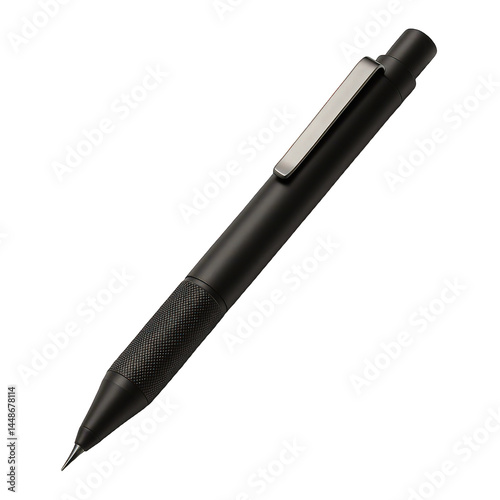 Professional matte black drafting pencil featuring a precise point and ergonomic knurled grip detail.