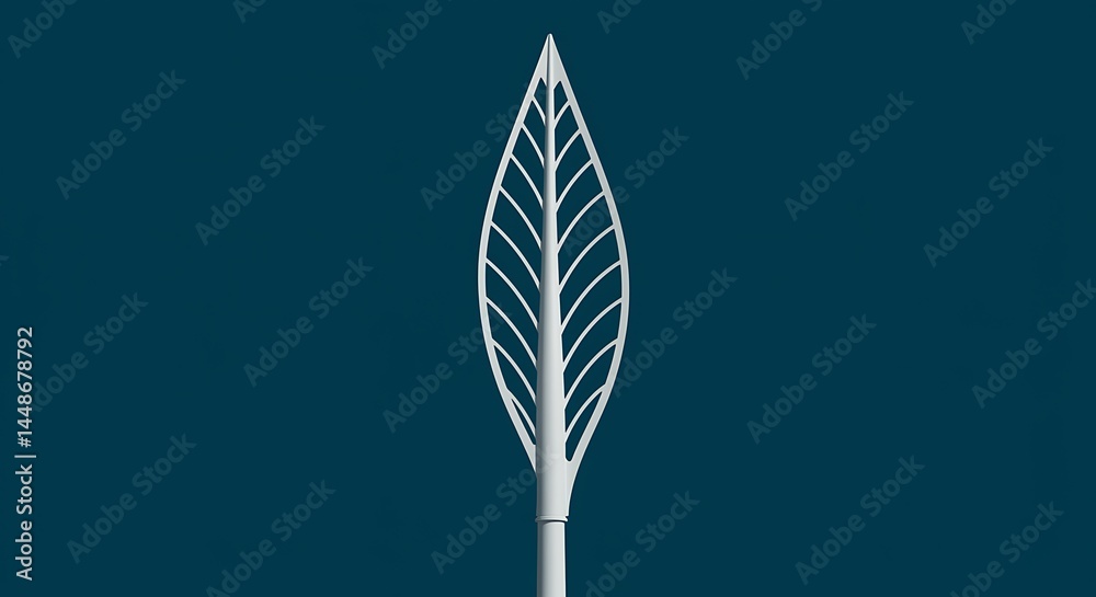 Naklejka premium Elegant Leaf Design Street Lamp Post Modern Urban Lighting Eco Friendly Cityscape Sustainable Energy Public Park Illumination