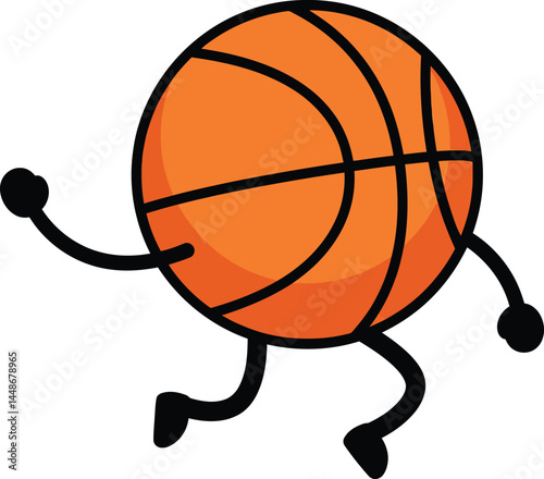 Basketball with arms and legs running active sports ball vector illustration 