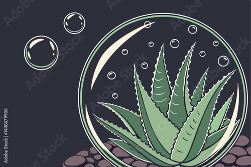 36 Macro photography, crystal ball, succulent plant reflection, dewdrops, green leaves, refraction, high detail, dark background, depth of field, glass sphere, miniature world, nature close-up, magica