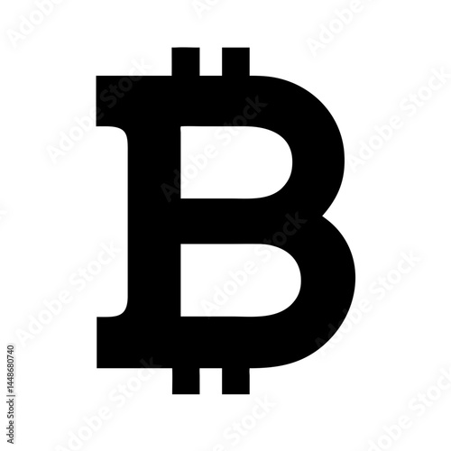 Solid black icon of the Bitcoin currency symbol, representing cryptocurrency, digital finance, and blockchain technology.
