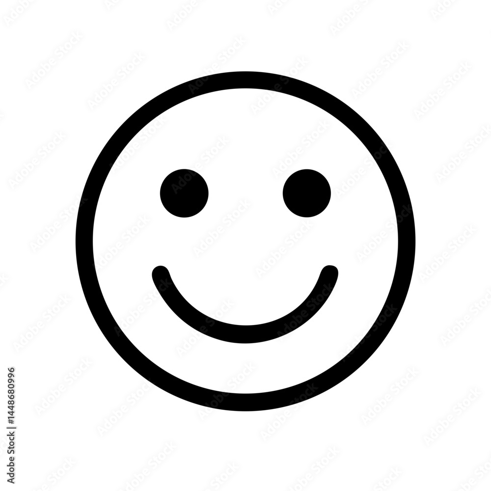 Minimal outline icon of a smiley face, symbolizing happiness, friendliness, positive mood, or user interface feedback.
Minimal outline icon of a smiley face, symbolizing happiness, friendliness, positive mood, or user interface feedback.