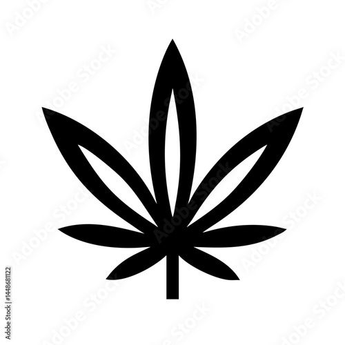 Black silhouette of a cannabis leaf symbolizing marijuana, hemp, alternative medicine, or natural wellness in modern contexts.
