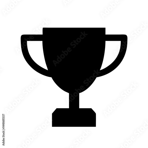 Solid black trophy cup icon used to represent achievement, competition victory, or success in sports or business contexts.
