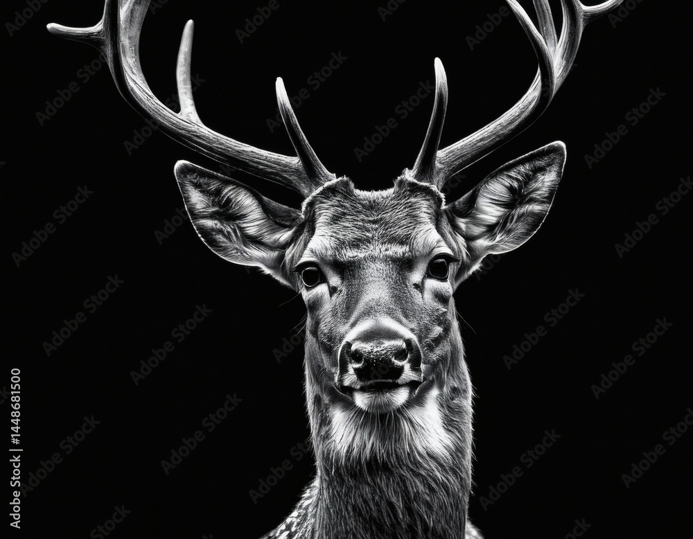 Naklejka premium exclusive wild deer Back and white photo