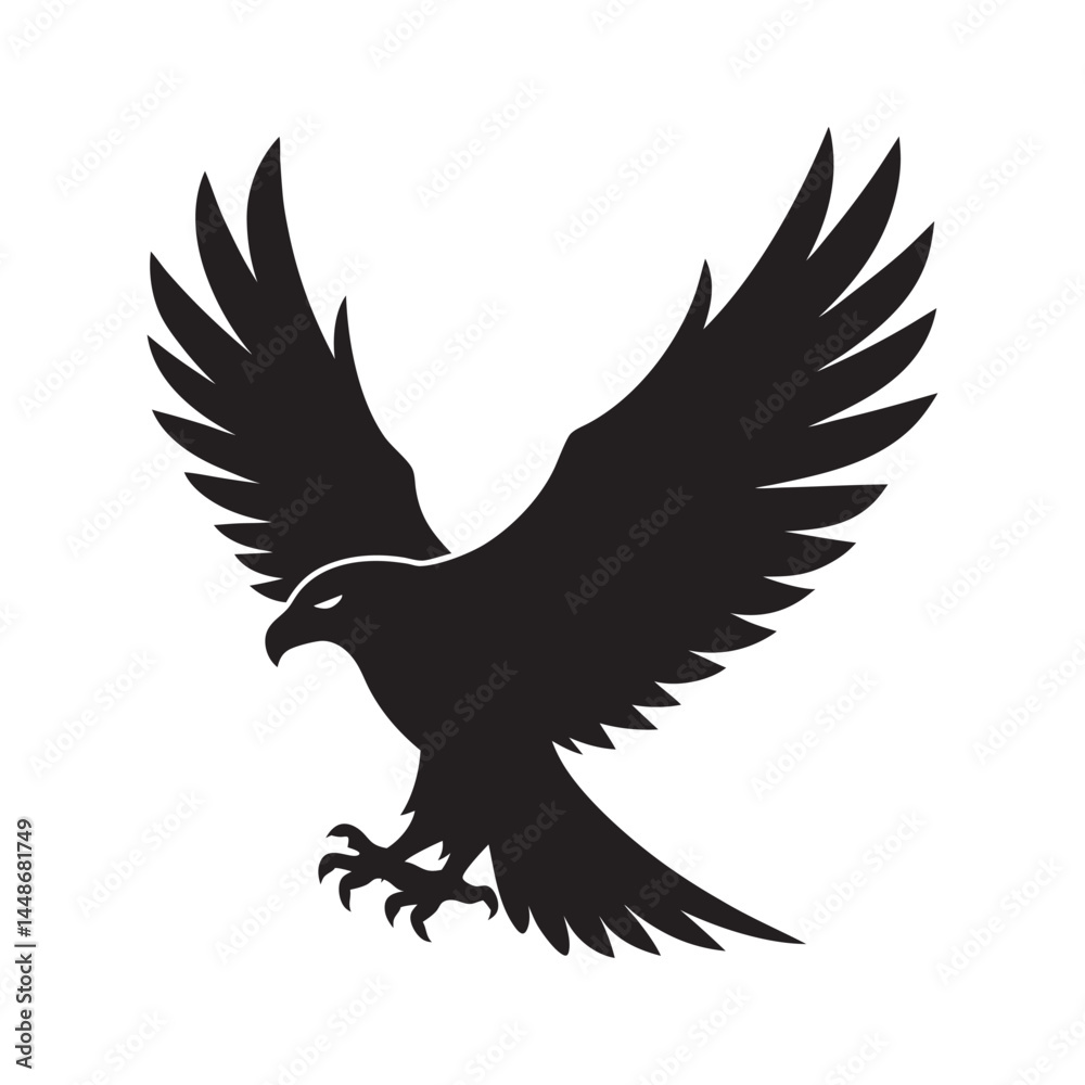 Obraz premium Eagle soaring in black silhouette form