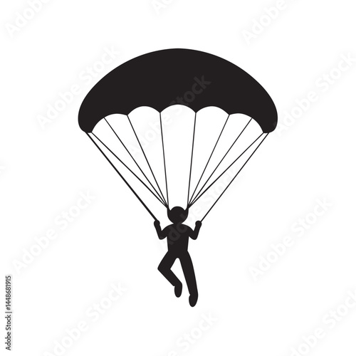 Person parachuting in flight silhouette motion