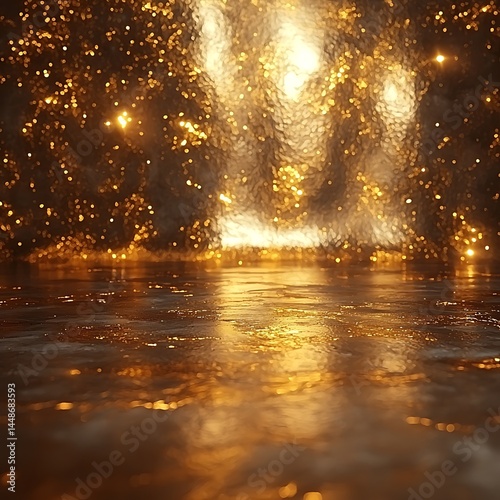 Wallpaper Mural Golden light and mist reflecting on a dark surface Torontodigital.ca