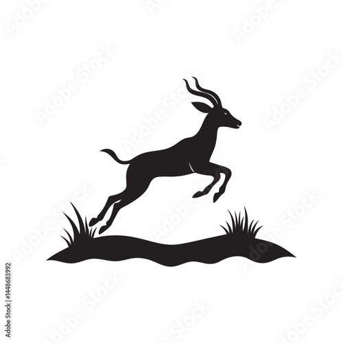 Antelope moving swiftly in silhouette pose