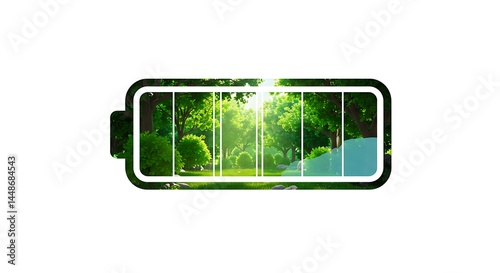 Battery nature energy green power trees sun eco friendly sustainable renewable charge bright light