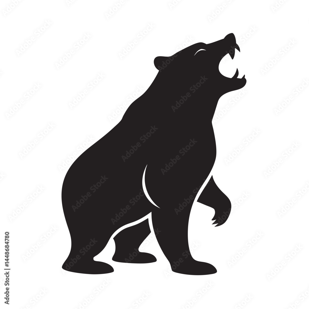Bear standing tall in forest silhouette Bear standing tall in forest silhouette
