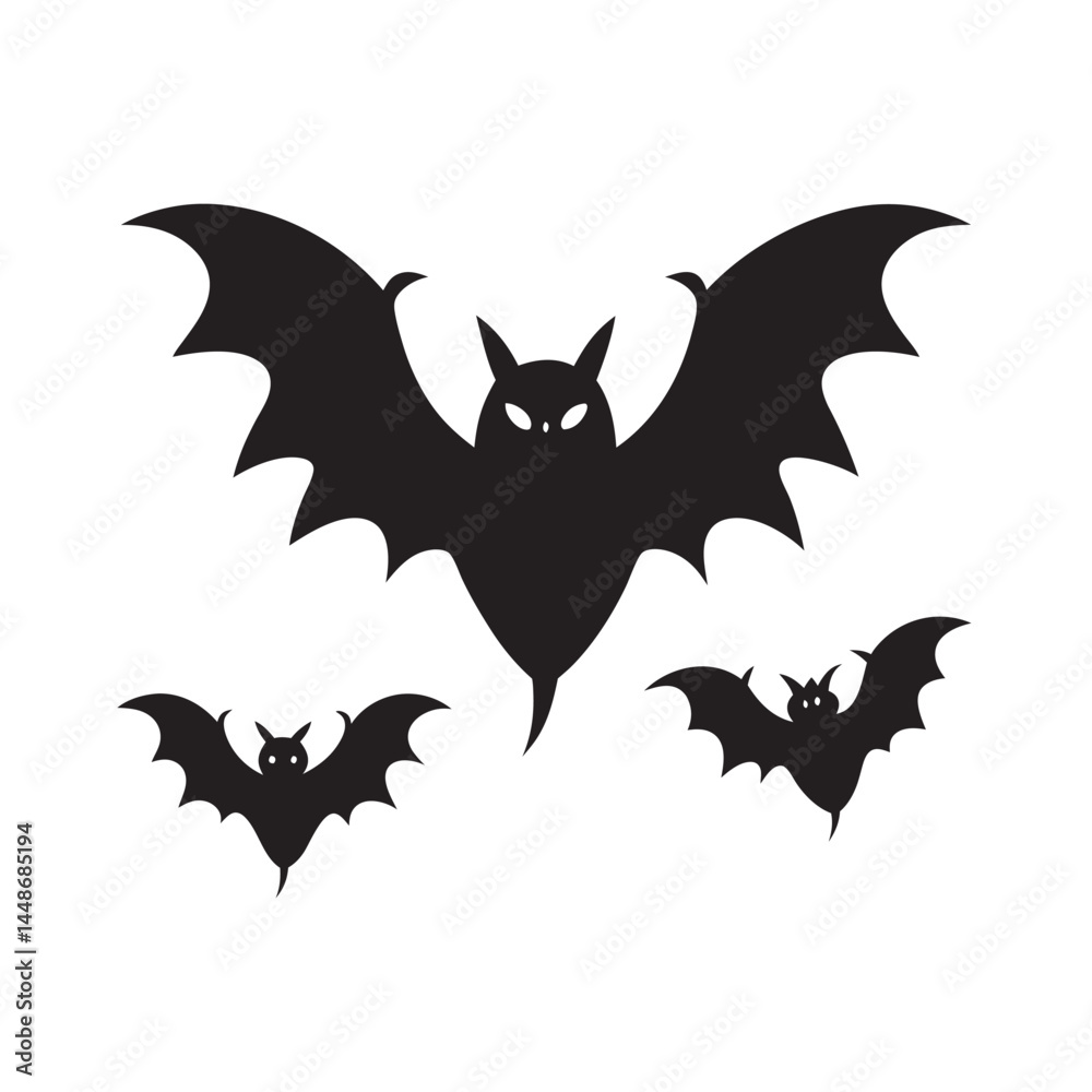 Fototapeta premium Flying bat group in black silhouette