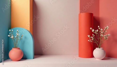 Elegant minimalist geometric shapes in muted tones , print, decor