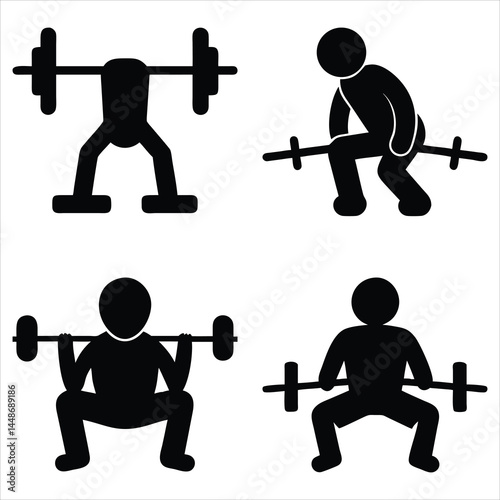 Squat barbell silhouette, simple, minimalist, vector