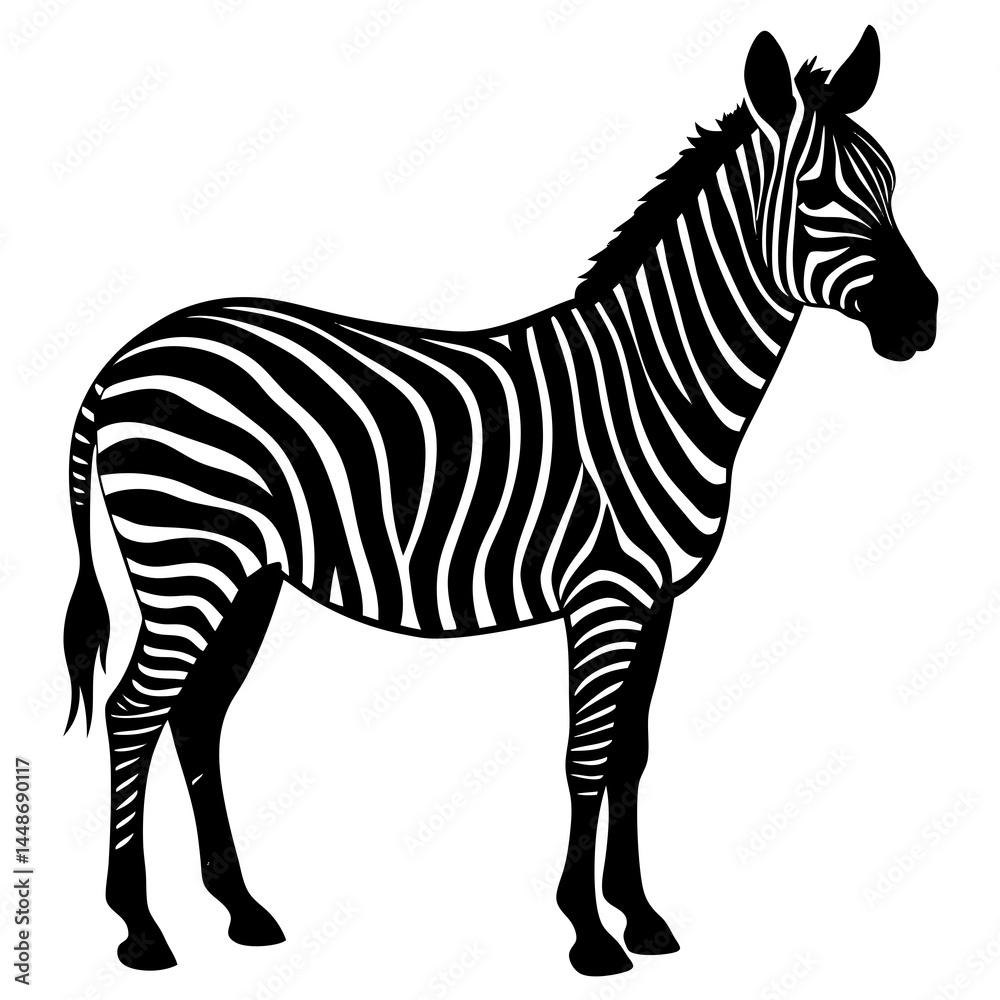 Obraz premium zebra silhouette vector illustration on white background