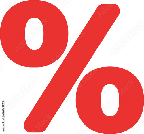 Percentage symbol icon in bold red color for financial and discount concepts vector illustration 