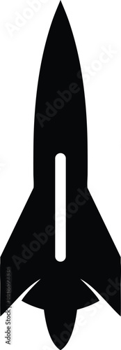 Simple, black silhouette rocket ships, isolated on a white background, graphic design, technology, and innovation.