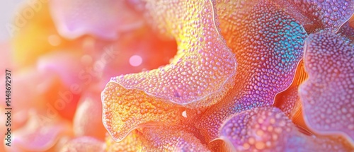 Obraz na płótnie Abstract macro photography showcasing vibrant coral with iridescent texture and captivating light play artistic close up ocean life detail w salonie