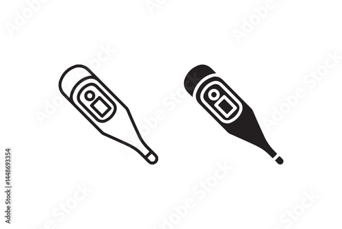 Digital thermometer icon in outline and solid Vector