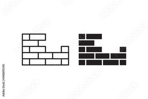 Brick wall icon in outline and solid style Vector