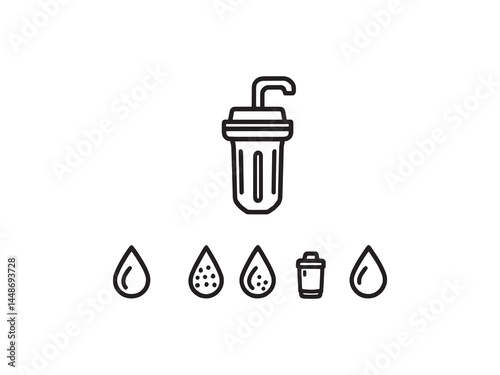 Elegant Line Art Illustration of Water Purifier
