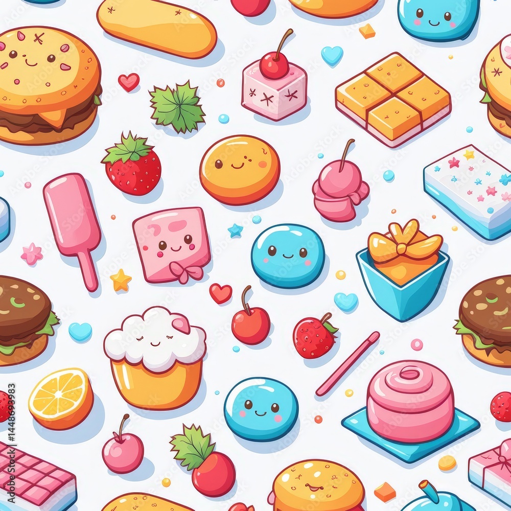 Fototapeta premium cute sweets seamless pattern
