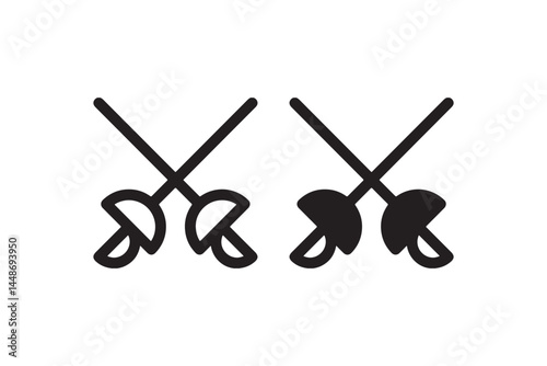 Crossed fencing swords icon in outline and solid Vector