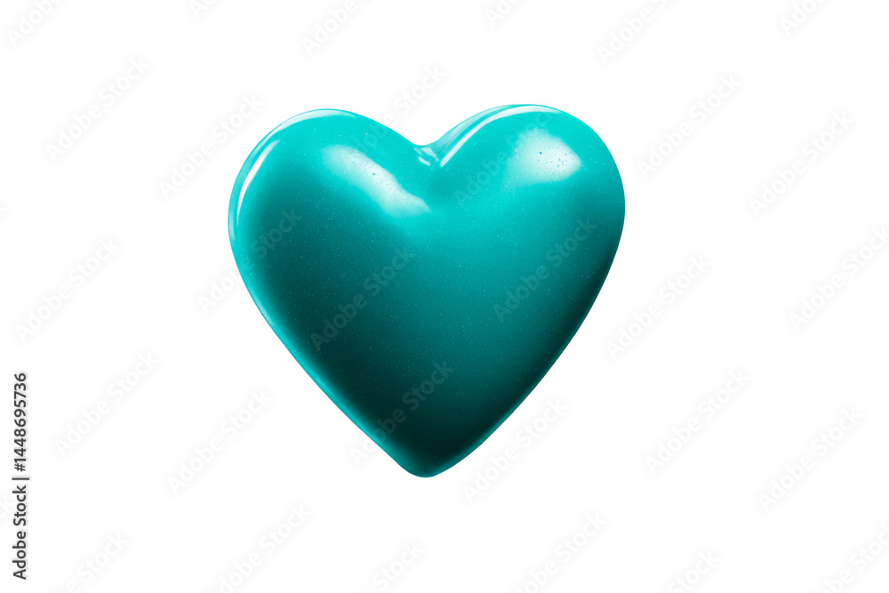 Bright turquoise heart shape design on transparent background Bright turquoise heart shape design on transparent background