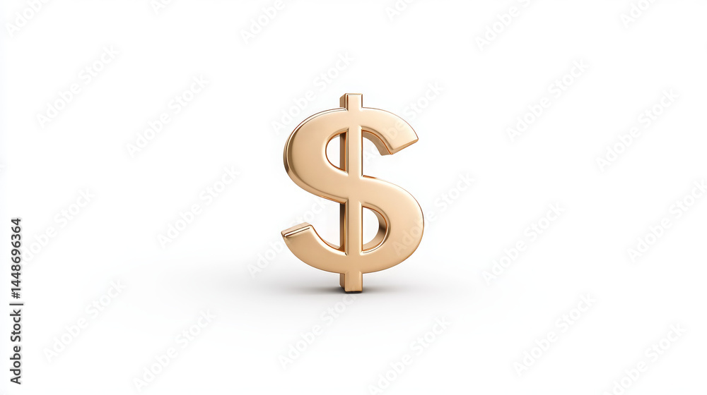 Golden dollar sign standing upright isolated on white background Golden dollar sign standing upright isolated on white background