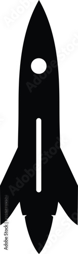 Simple, black silhouette rocket ships, isolated on a white background, graphic design, technology, and innovation.