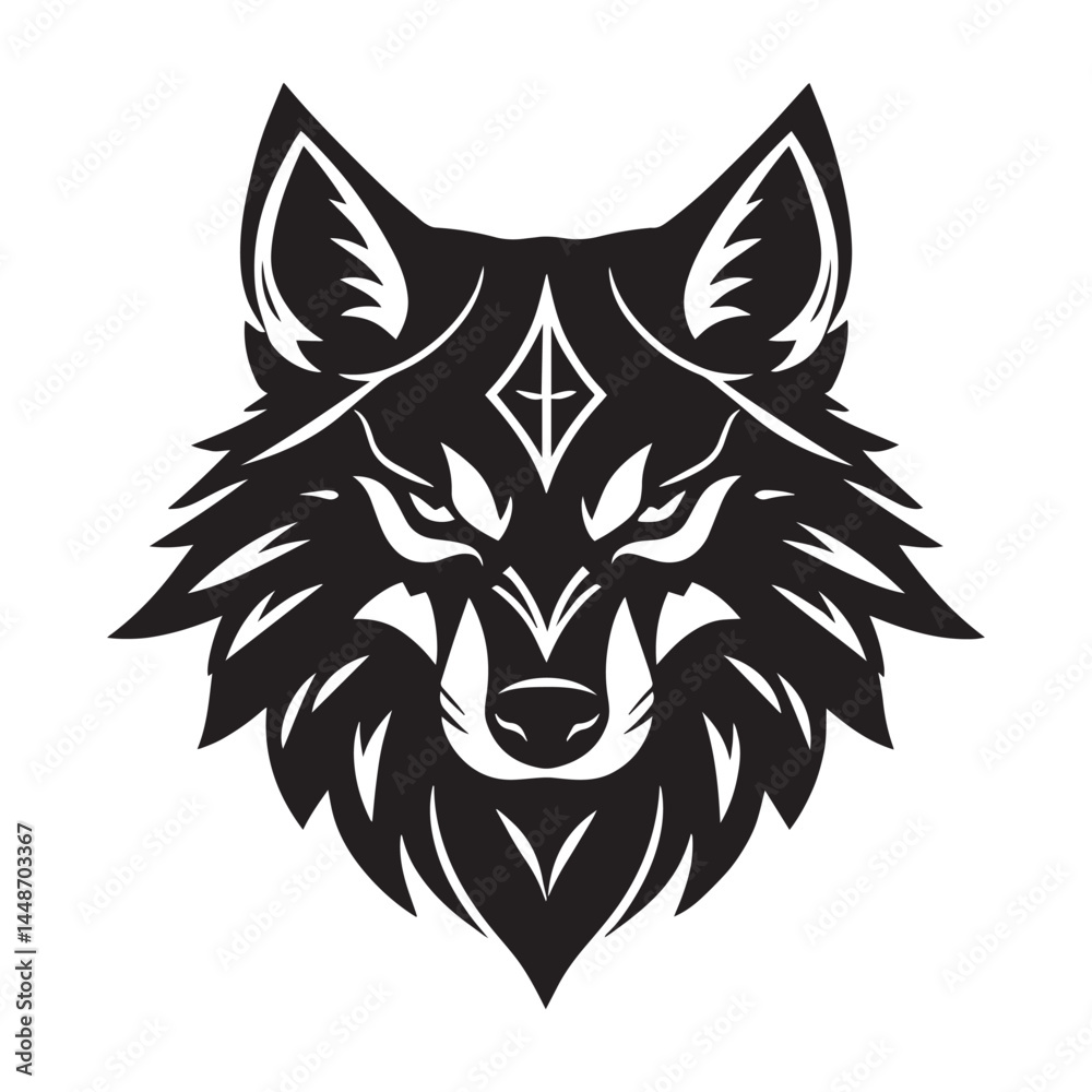 Obraz premium Simple Wolf Head Line Art Vector Illustration for Wild Animal and Logo Concept