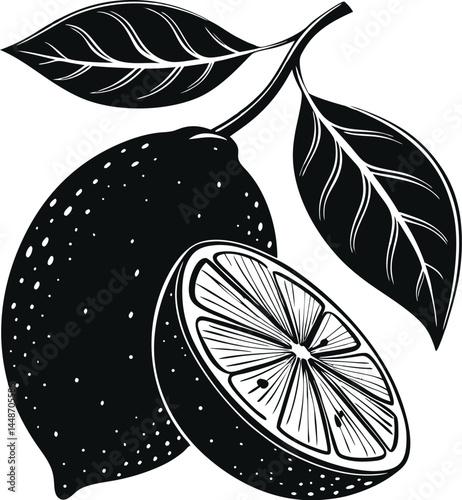 lemon with leaves