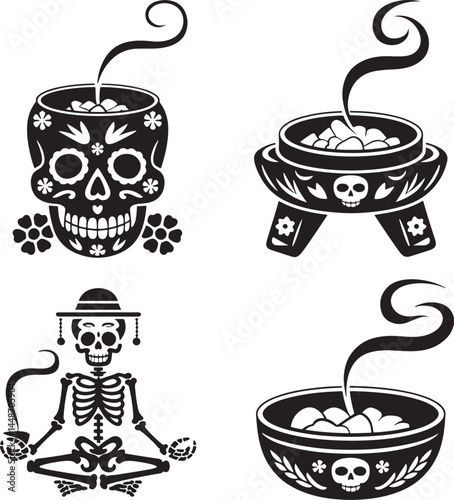 Day of Dead Candle silhouette set vector illustration isolated On Transparent Background