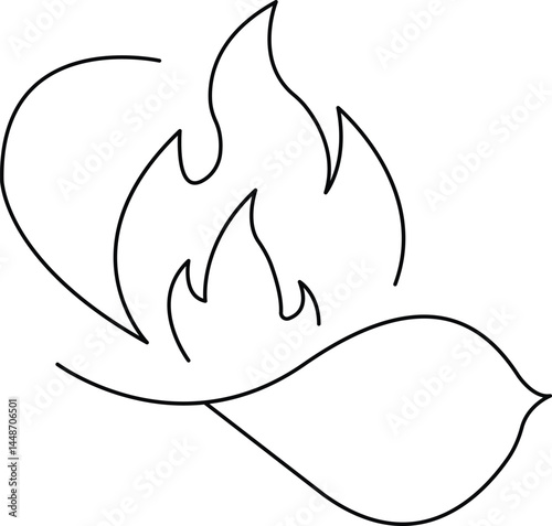 Leaf on fire icon symbolizing environmental destruction climate crisis wildfire risk global warming deforestation and ecological imbalance due to rising temperature