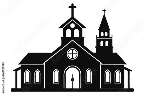 Church vector silhouette white background 