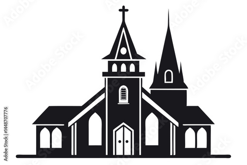 Church vector silhouette white background 