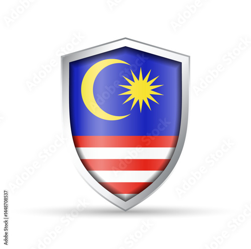 Free Download Malaysia Flag Glossy Shield Icon - GFXLoad