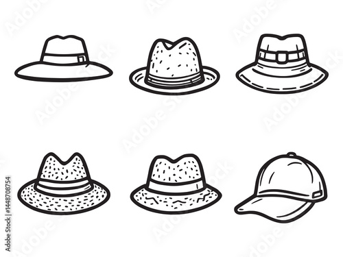 Elegant summer sun hat illustration in minimalist line art