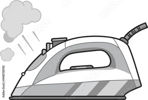 Steam iron appliance with visible steam emitting for household fabric care vector illustration 