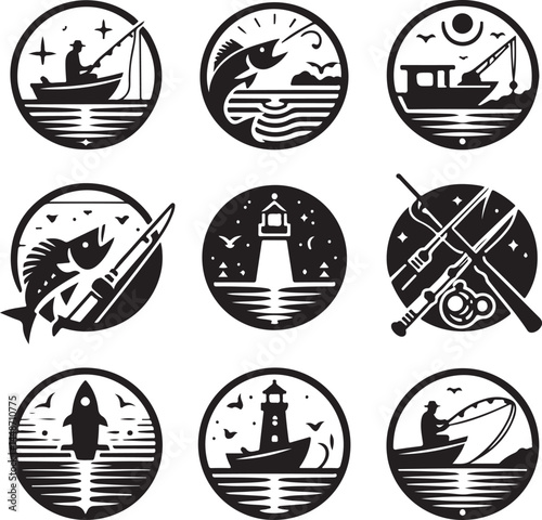  Vector Fishing logos badges