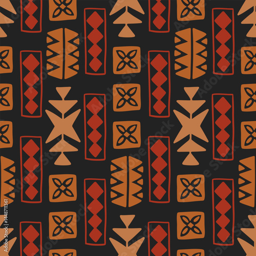 Polynesian Hawaiian Tapa Ethnic Seamless Pattern