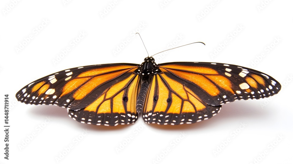 Fototapeta premium Vibrant Monarch Butterfly Wings Closeup Detailed View