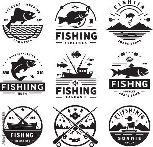  Vector Fishing logos badges
